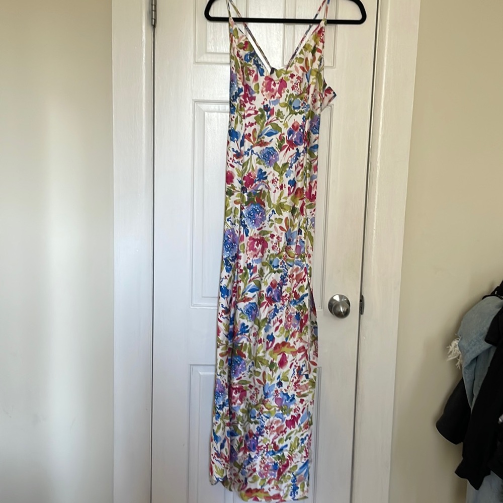 Abercrombie Drama Satin Maxi Dress floral print